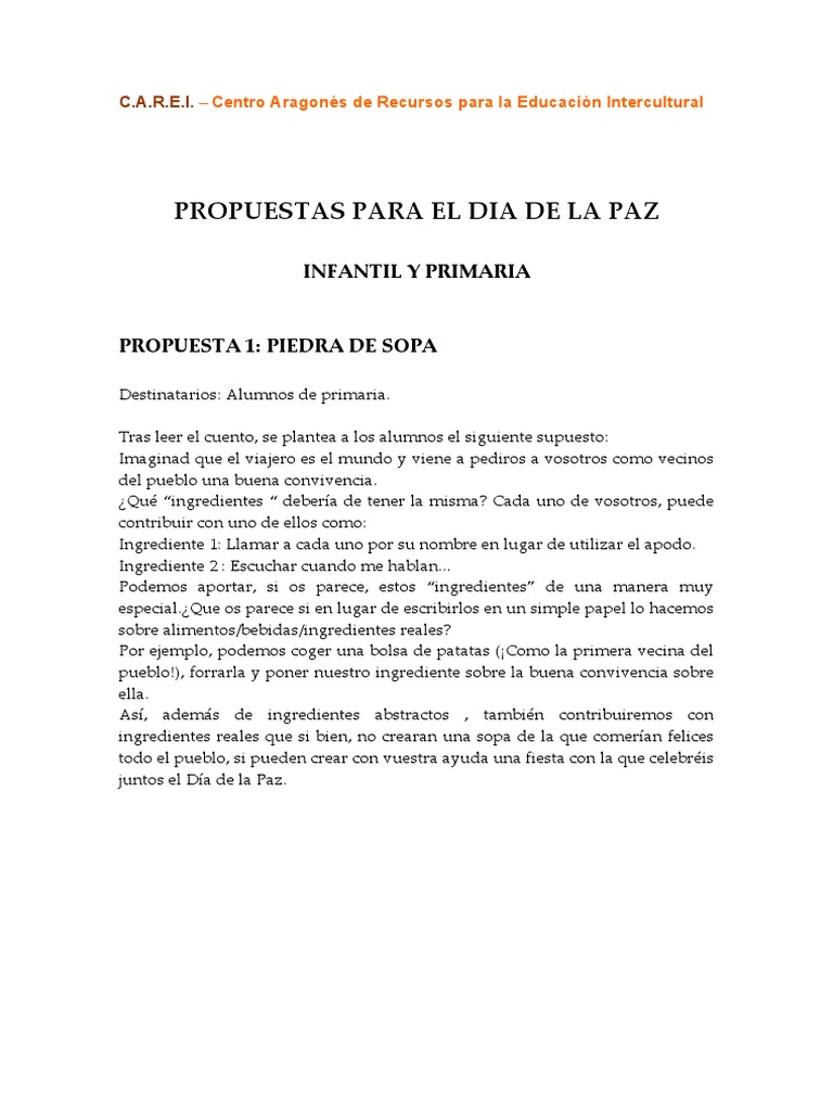 Actividades para el Día de la Paz | PDF | Cocinando | Alimentos