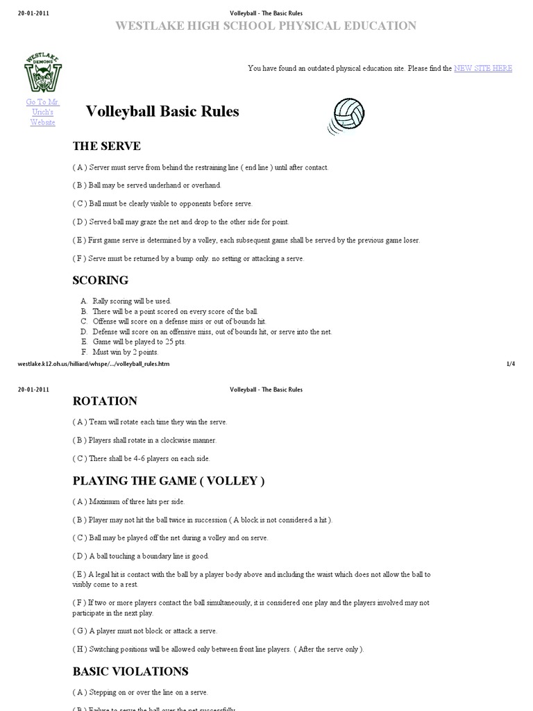 Volleyball The Basic Rules Volleyball Ball Games