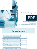 Production Management: Basic of Pharmaceutical Management
