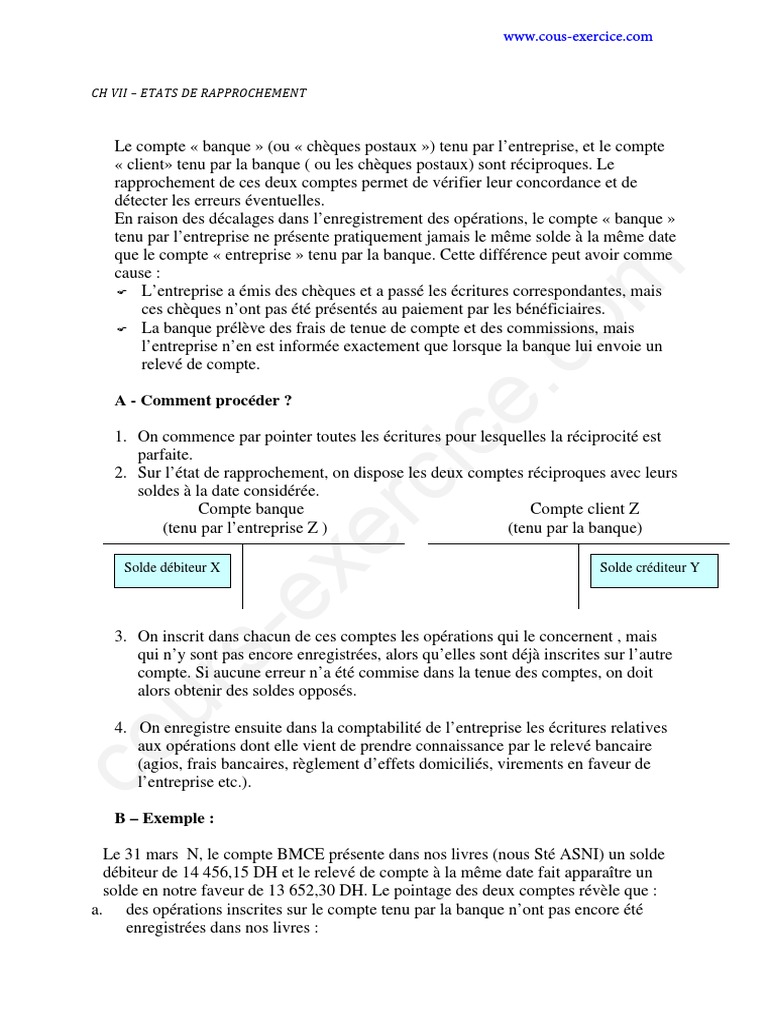 Rapprochement Bancaire Cheque Banques