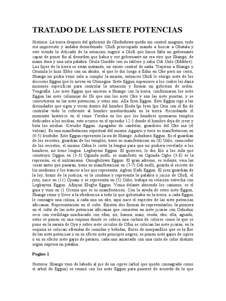 Tratado de Las Siete Potencias | PDF | Santeria | Religión y creencia