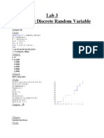 Lab 3 Simulating Discrete Random Variable: Object: Code