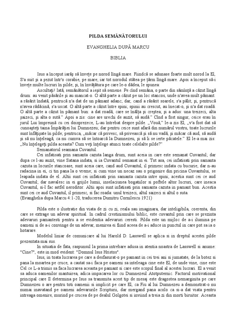 Pilda Semanatorului | PDF