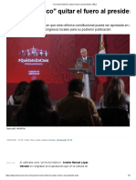 Un Hecho Histórico - Quitar El Fuero Al Presidente - AMLO - EL UNIVERSAL 03.09.2020 PDF