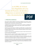 T9. Ley Básica Reguladora de La Autonomía Del Paciente y de Derechos y Obligaciones en Materia de Información y Documentación Clínica