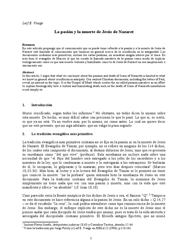 La pasión y muerte de Jesús de Nazaret | PDF | Crucifixion de jesus ...