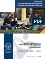 Informe Autoevaluacion Institucional 2020 UTP PDF