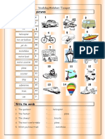 Vocabulary Matching Worksheet Transport