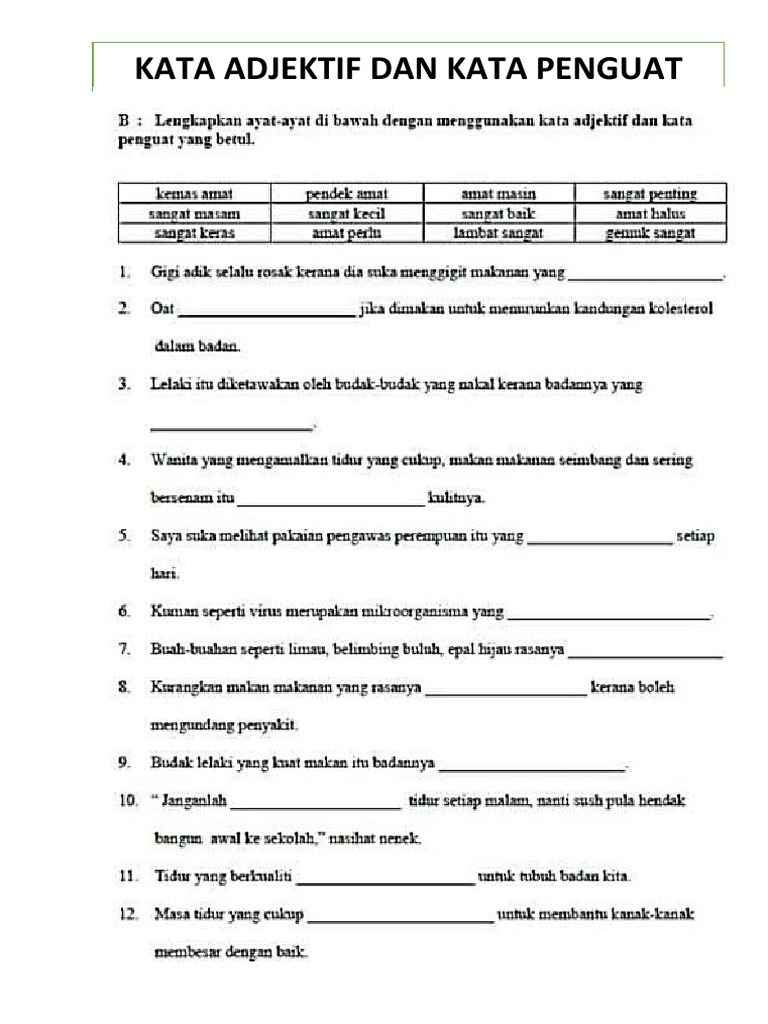 Kata Adjektif Dan Kata Penguat Pdf