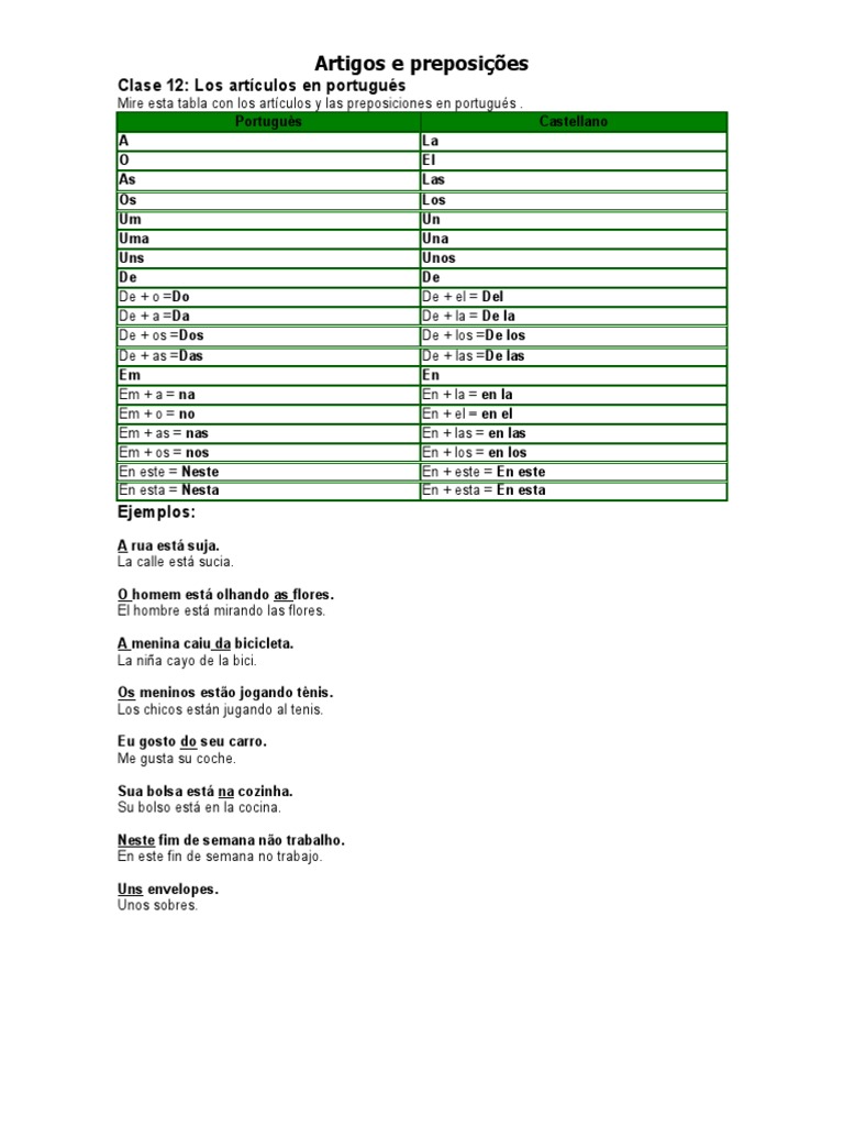 Artigos e Preposições | PDF
