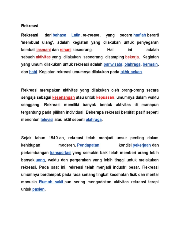 Pengertian dan Sejarah Rekreasi | PDF | Agama & Spiritualitas