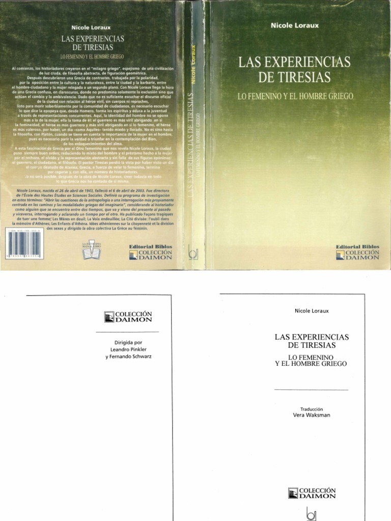 Loraux Las Experiencias de Tiresias PDF Masculinidad Hera