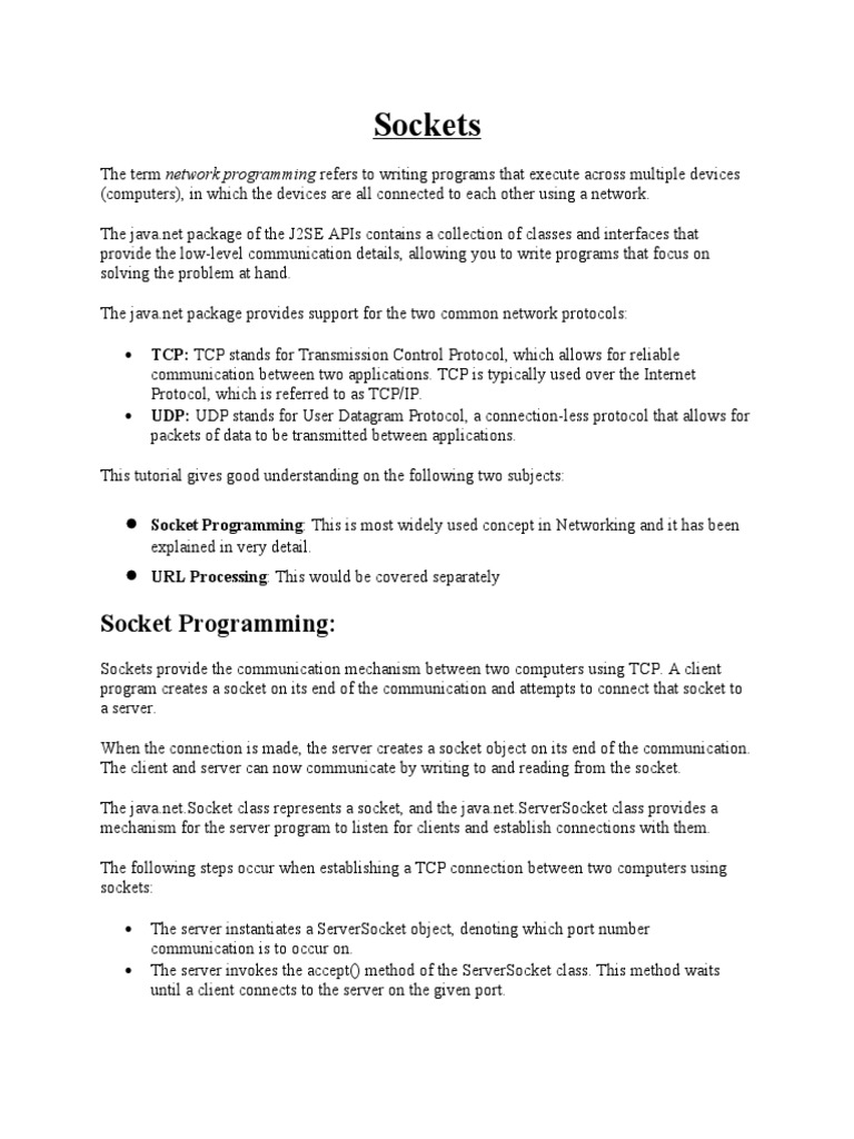 Sockets: Socket Programming | PDF | Port (Computer Networking ...