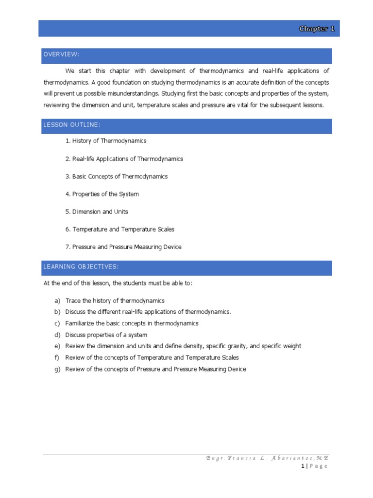 Introduction to Thermodynamics Concepts | PDF | Pressure Measurement ...