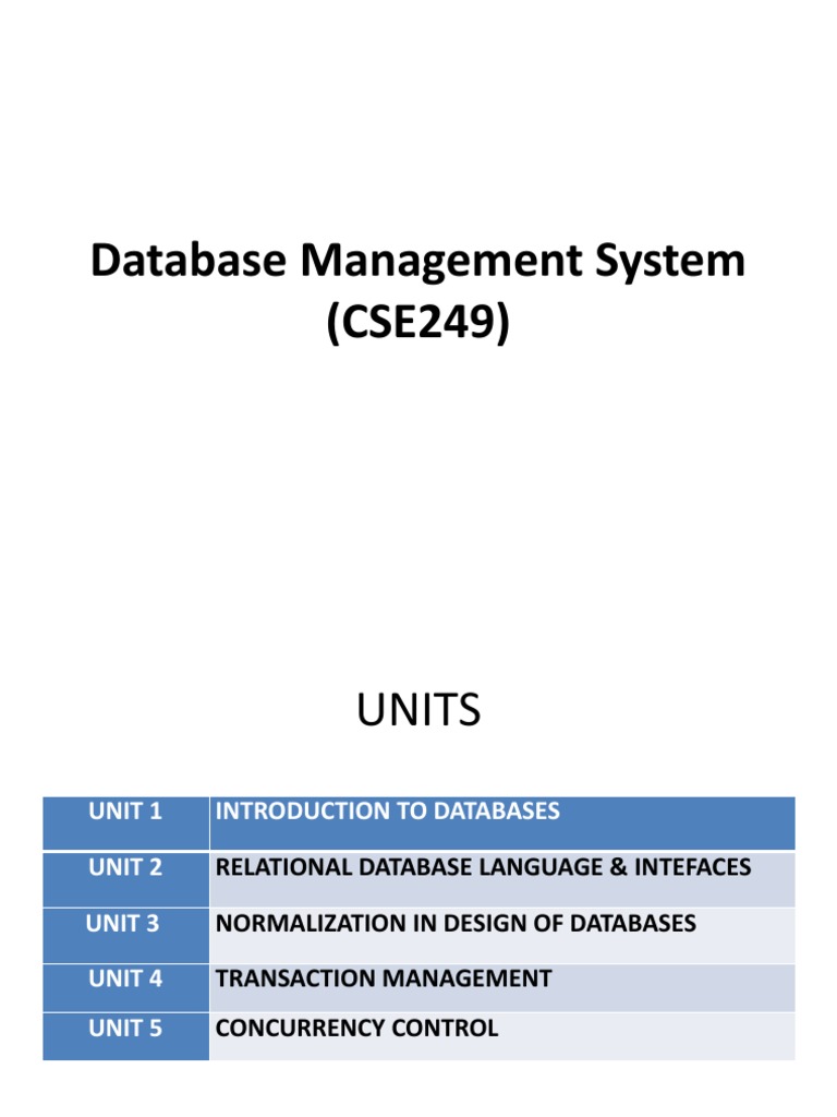 Database Management System (CSE249) | PDF | Programmer | Databases