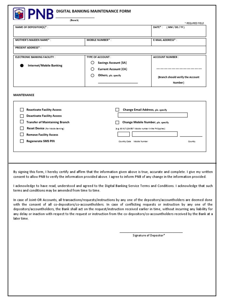 EB Maintenance Form PDF | PDF | Email Address | Deposit Account