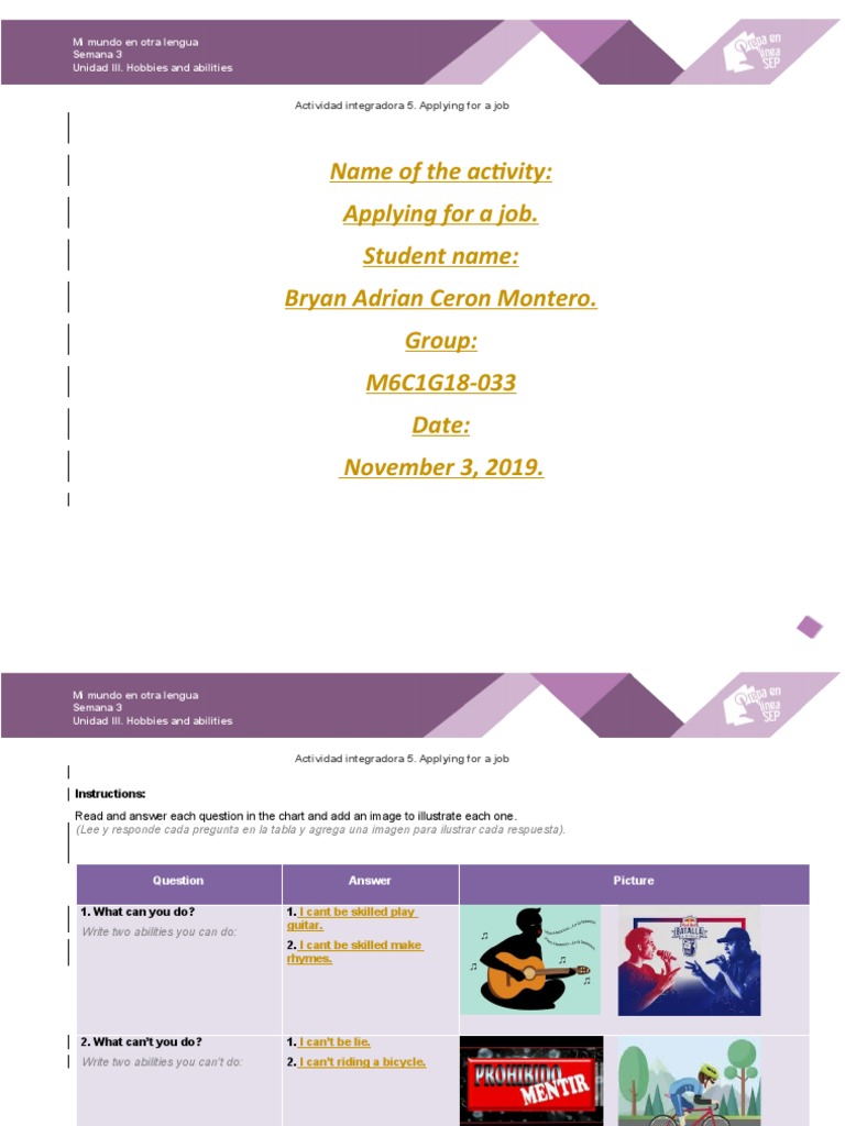 Job Application Skills Practice | PDF | Career & Growth | Games ...