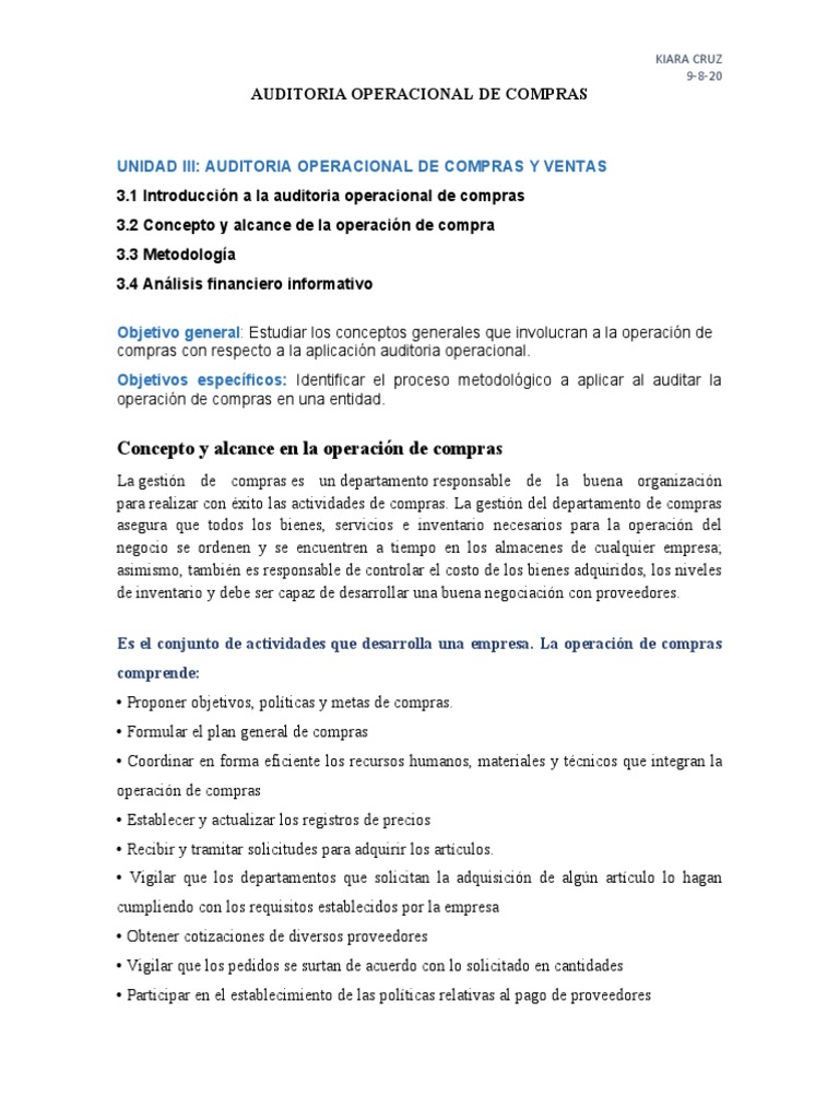 Auditoria Operacional de Compras | PDF | Auditoría | Inventario
