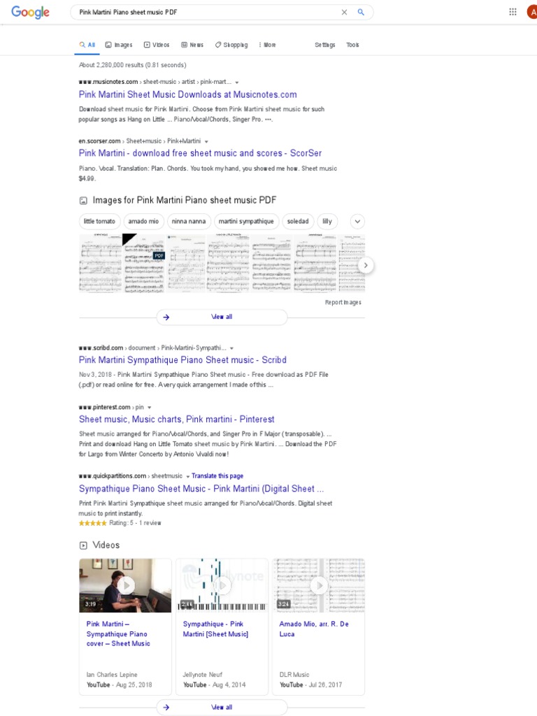 Pink Martini Piano Sheet Music PDF Google Search PDF Sheet Music