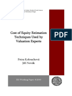 Cost of Equity Estimation Techniques Used by Valuation Experts
