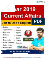 Year 2019 Current Affairs - English - January To December 2019 MCQ by Sarkari Job News PDF