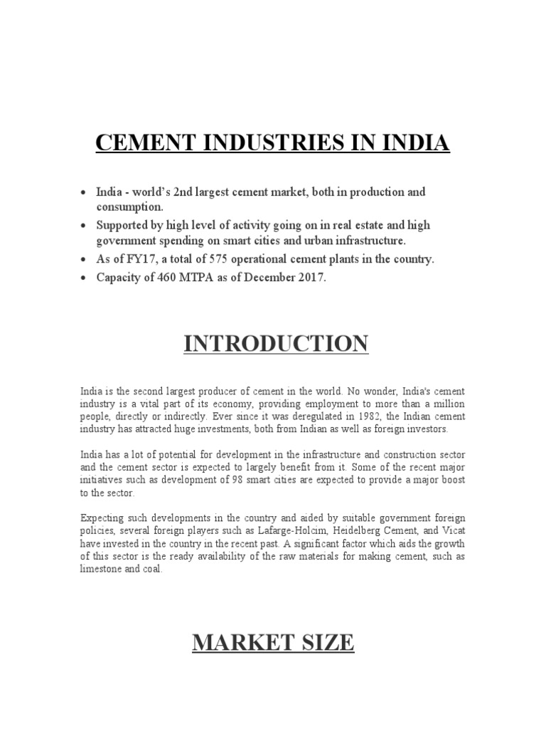 Cement Project | PDF | Cement | Tamil Nadu