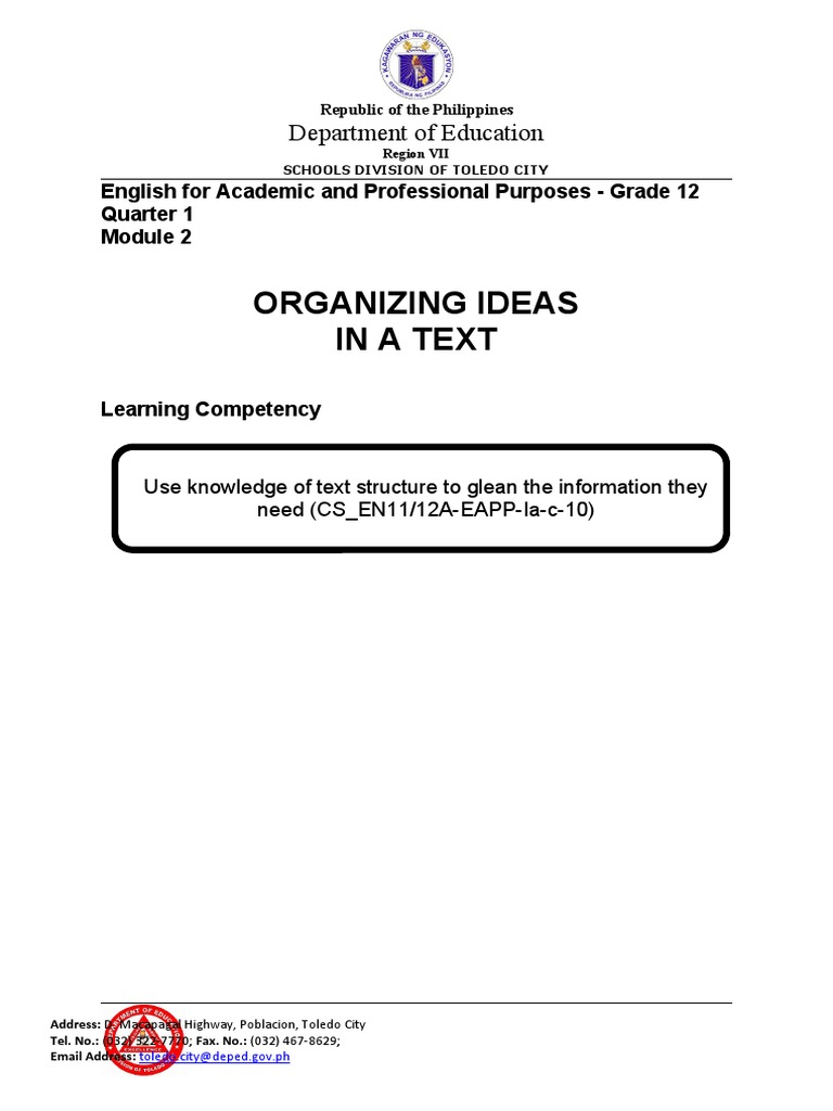 Understanding Text Structures in EAPP | PDF | Reading Comprehension ...
