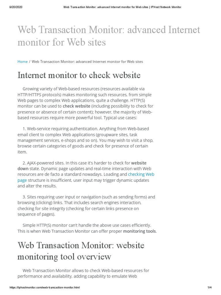 Web Transaction Monitor - Advanced Internet Monitor For Web Sites ...