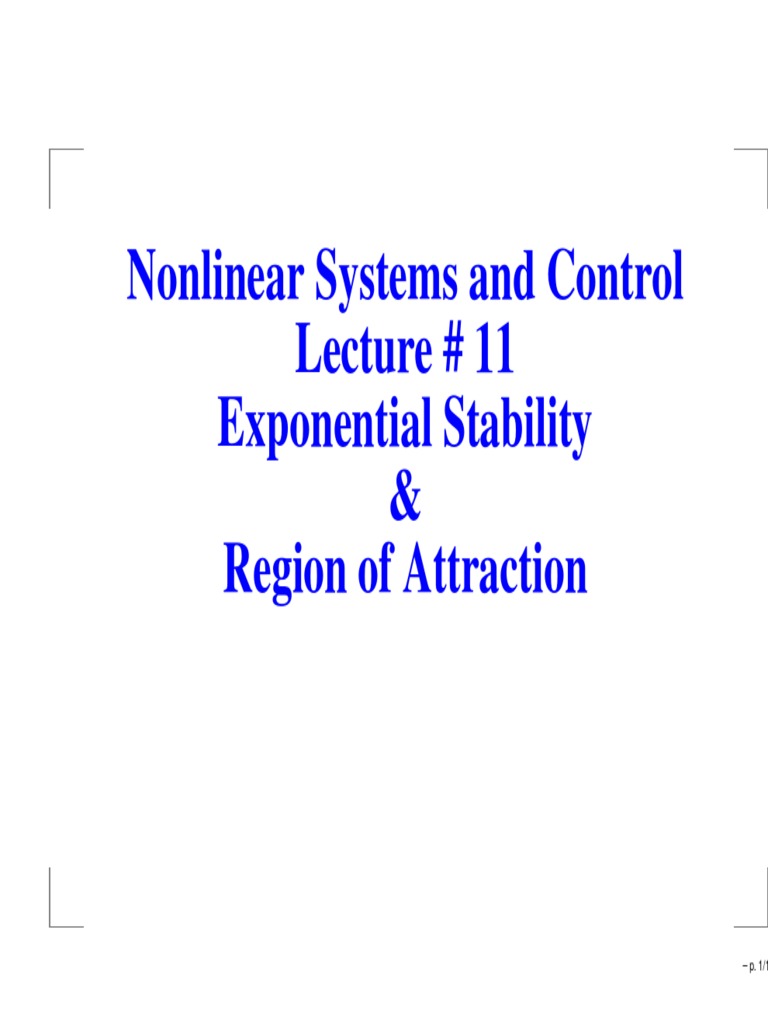 Exponential Stability in Nonlinear Systems | PDF | Stability Theory ...
