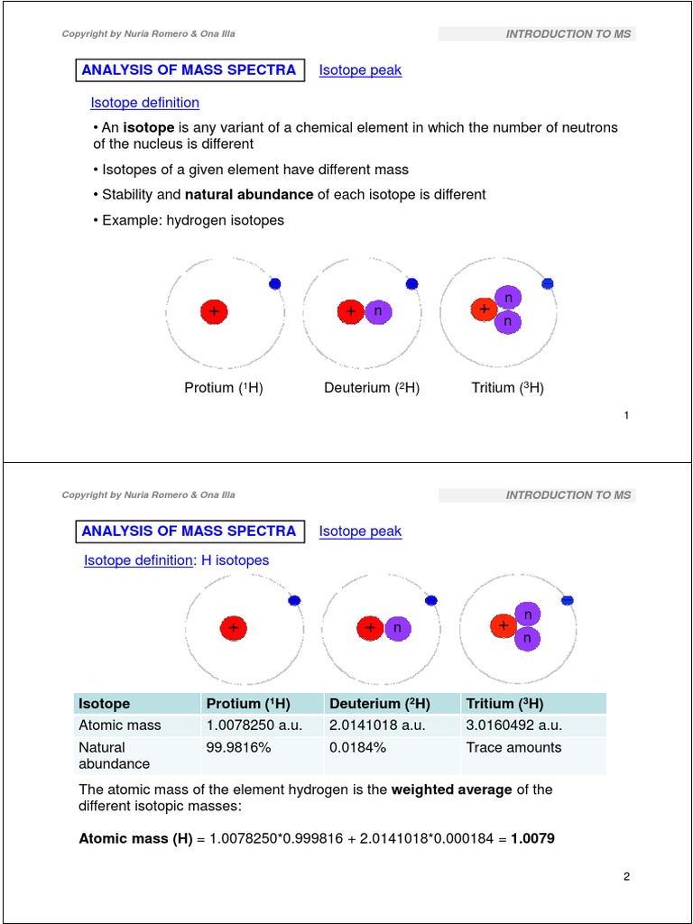Transp - MS - Lesson 3 Isotope Peak - DEF | PDF | Isotope | Chemical ...