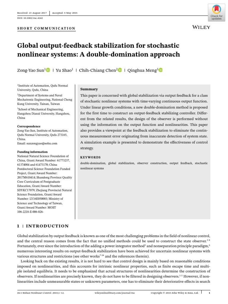 Sun2018 Global Output-Feedback Stabilization For Stochastic Nonlinear ...