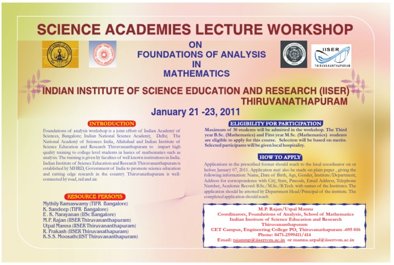 Science Academies Lecture Indian Institute of Science