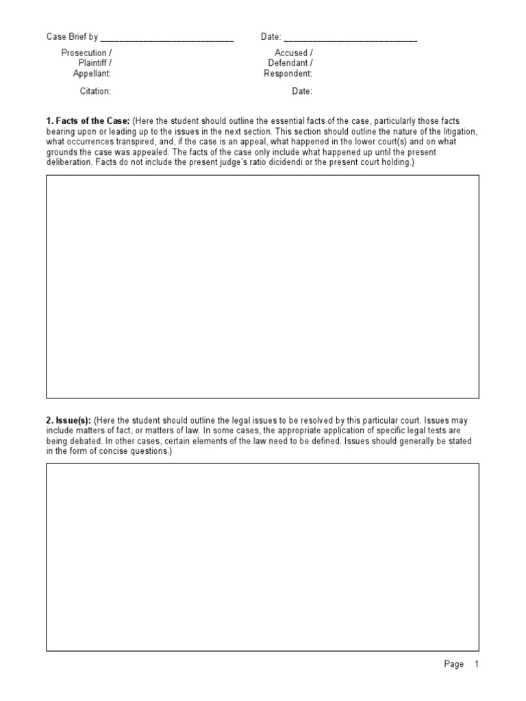 Facts of The Case: (Here The Student Should Outline The Essential Facts ...