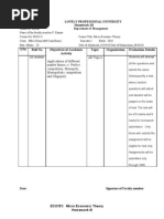 Roll No Objectives of Academic Activity Topic Organization Evaluation Details