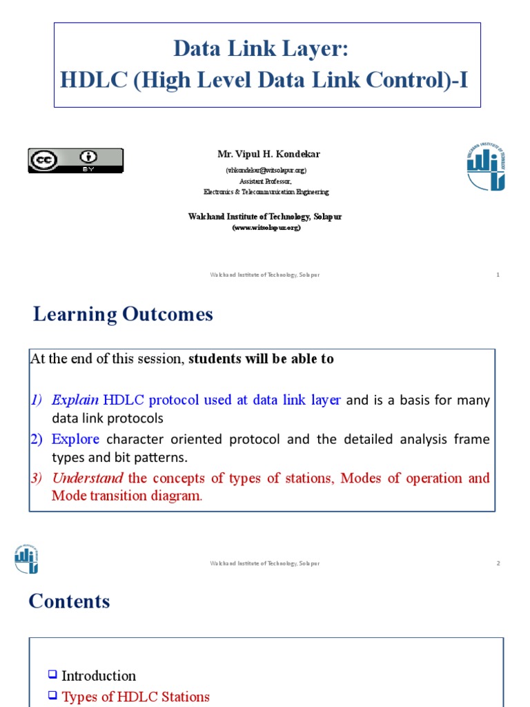 PPT1 Data Link Layer HDLC ProtocolPart I PDF Computer