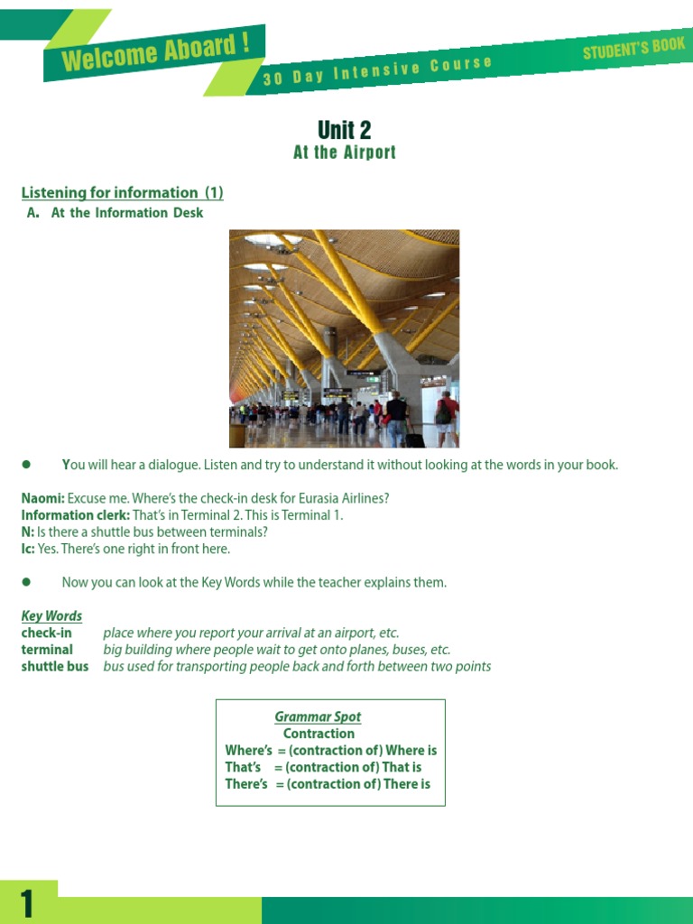 Aboard ! Unit 2 PDF Baggage Noun