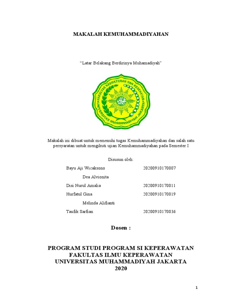 Latar Belakang Berdirinya Muhammadiyah PDF