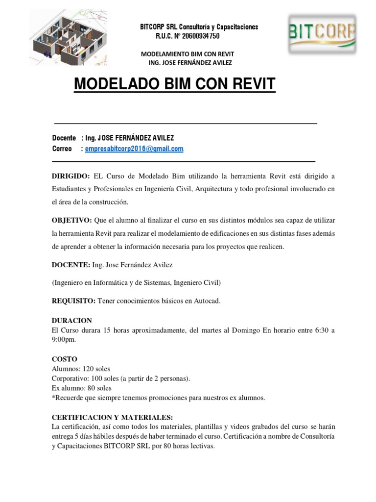 Modelado Bim Con Revit PDF | PDF | Autodesk Revit | Sectores Economicos