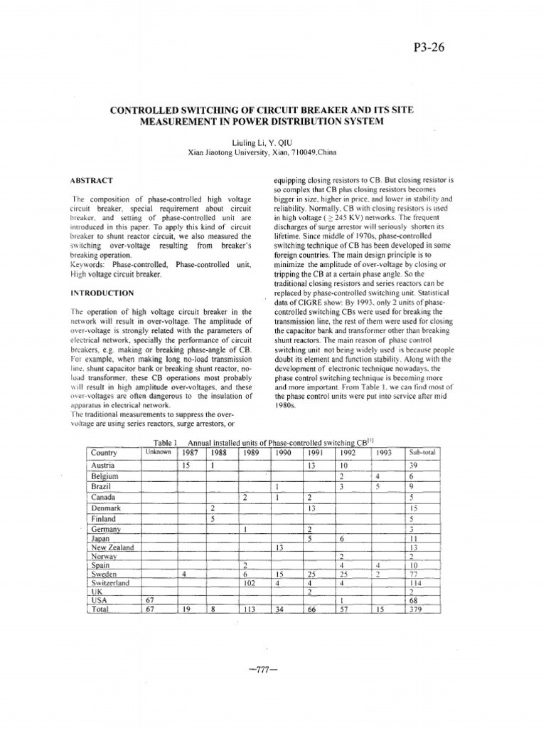 Controlled Switching of Circuit Breaker and Its Site Measurement | PDF ...