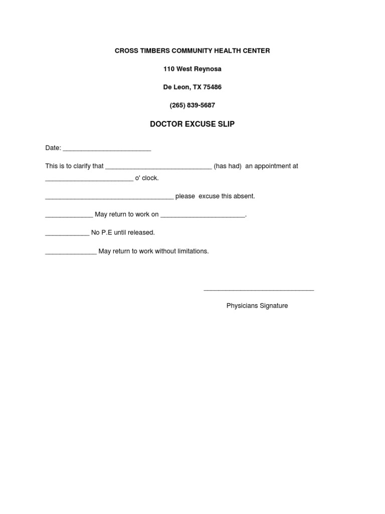 Doctors Note Template 12 | PDF for Free Printable Doctors Note For Work With Signature