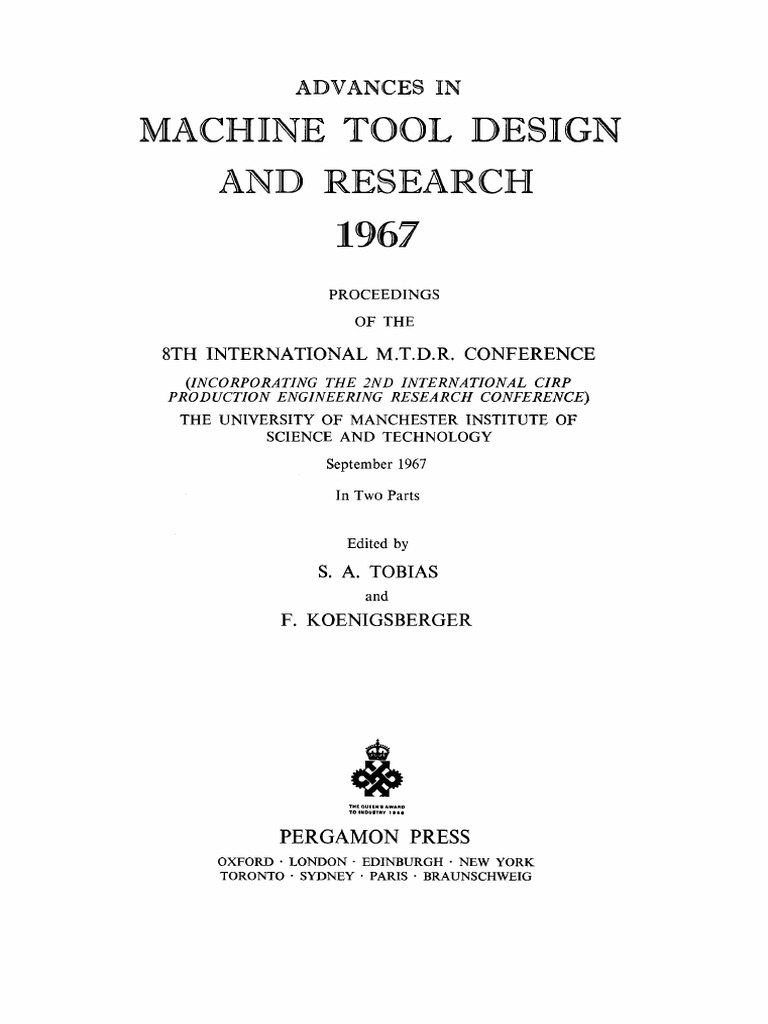 Front Matter 1968 Advances in Machine Tool Design and Research 1967