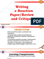 Writing The Reaction Paper/Review and Critique: ISO 9001: 2015 CERTIFIED