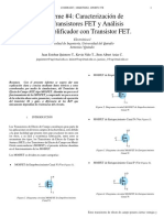 Informe #4: Caracterización de Transistores FET y Análisis Amplificador Con Transistor FET