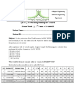 (IE451) Production Planning and Control Home Work (1) 2 Term 1439-1440 H