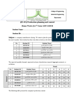 (IE 451) Production Planning and Control Home Work (2) 1 Term 1439-1440 H