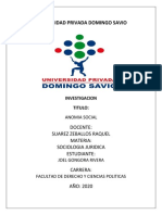 Anomia social en la Universidad Privada Domingo Savio