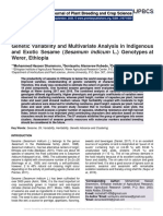 Genetic Variability and Multivariate Analysis in Indigenous and Exotic Sesame (Sesamum Indicum L.) Genotypes at Werer, Ethiopia