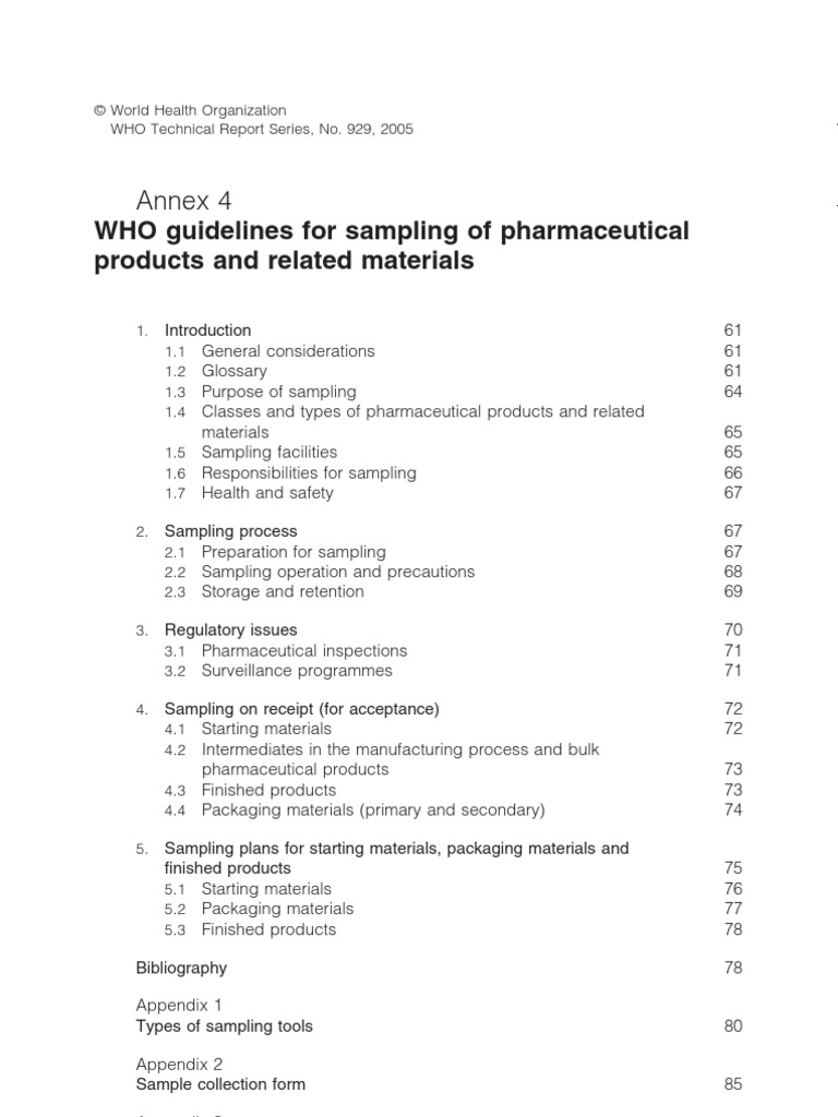ANEXO 4 Guidelines For Sampling of Pharmaceutical Products and Related ...