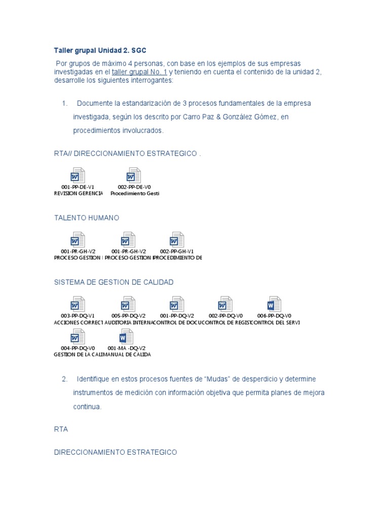 Taller de Mejora Continua en SGC | PDF | Sistema de manejo de calidad ...