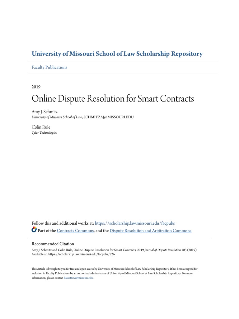 Online Dispute Resolution for Smart Contracts | PDF | Cryptocurrency ...